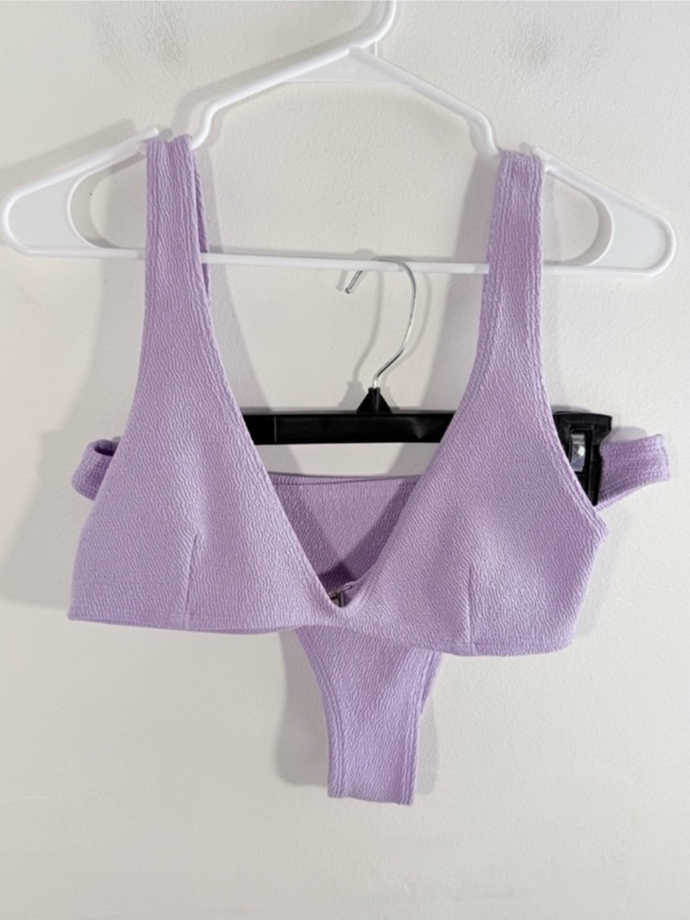 Wanderlust Lilac Purple Crinkle Texture Abbey Top Dylan Bottom Bikini Set Large